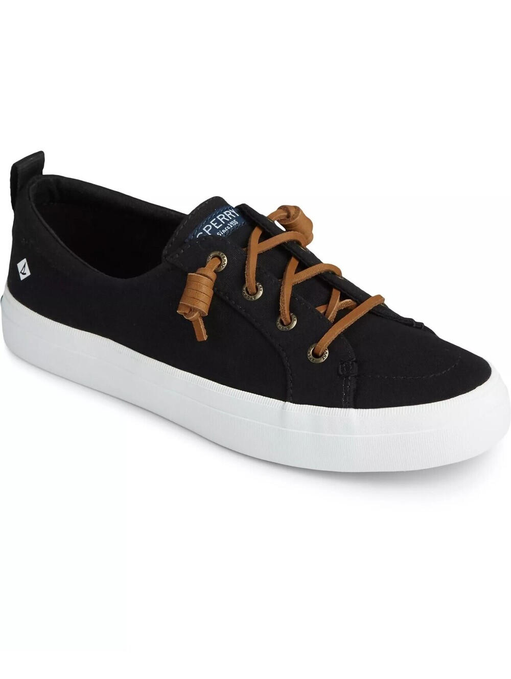 70$ Sperry Crest Vibe Canvas Lace Up Sneakers Women's Size 5 US Black